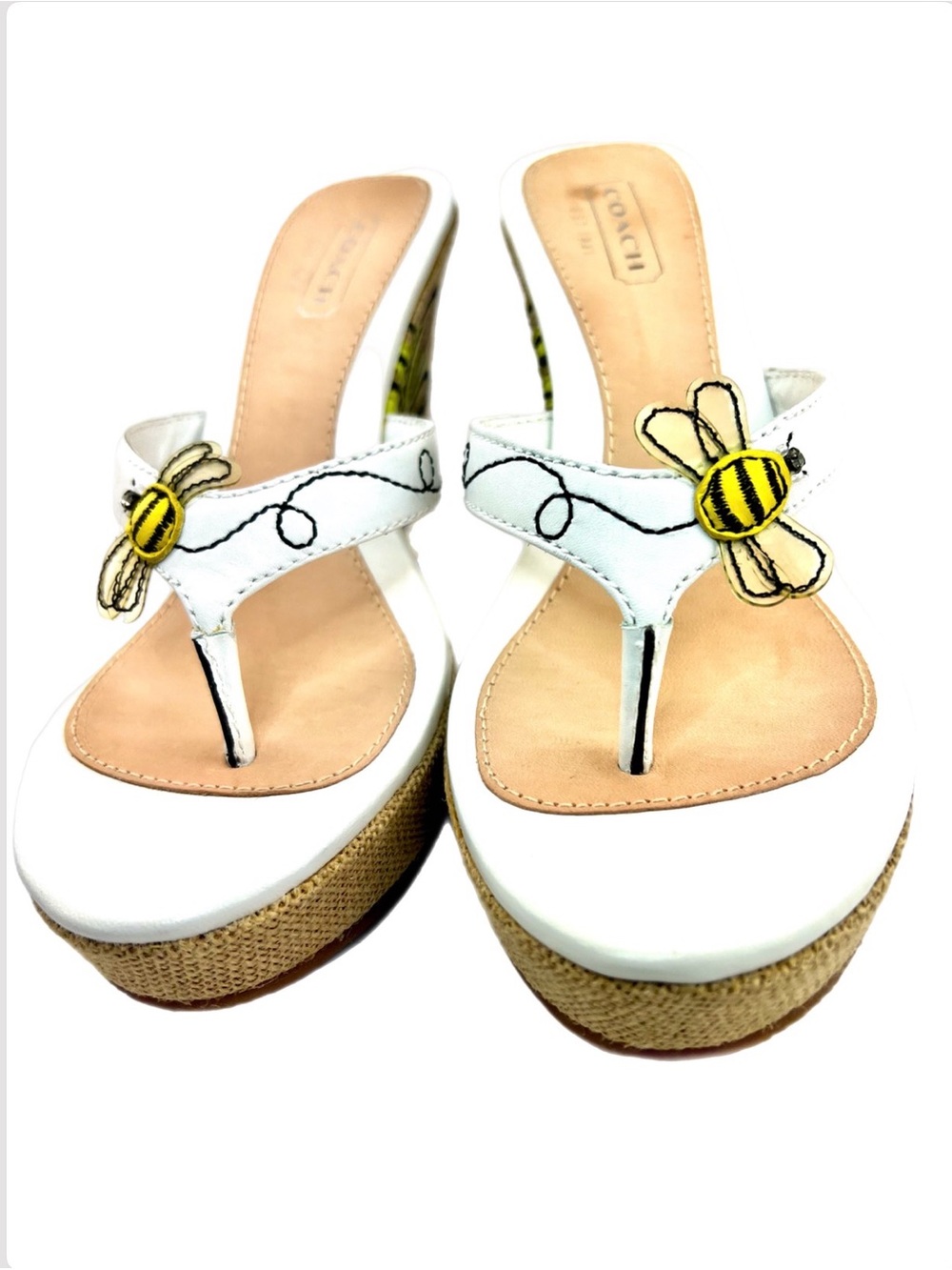 COACH Bumble Bee Wedge - Thong Sandal 🐝 Mattie Y2K - Size 6.5 Medium- NWT - Picture 6 of 12